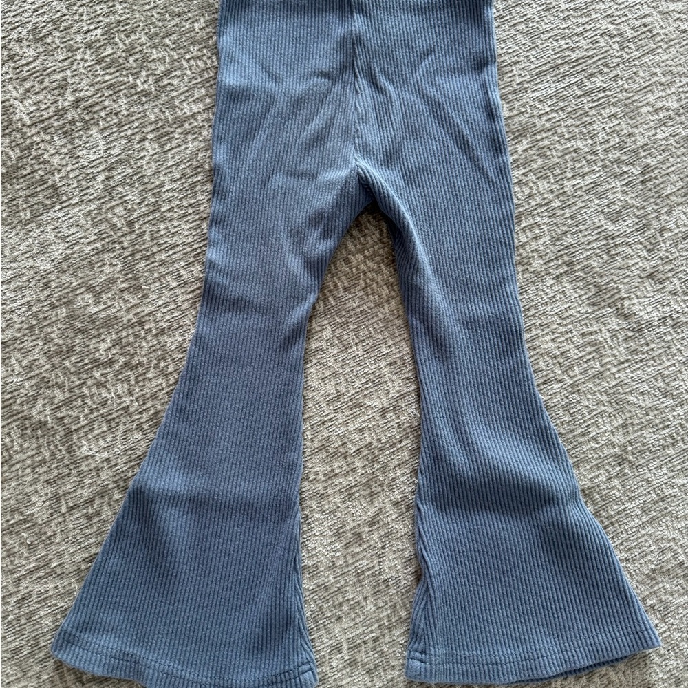 Kids Ribbed Flare Bottoms in Slate Blue